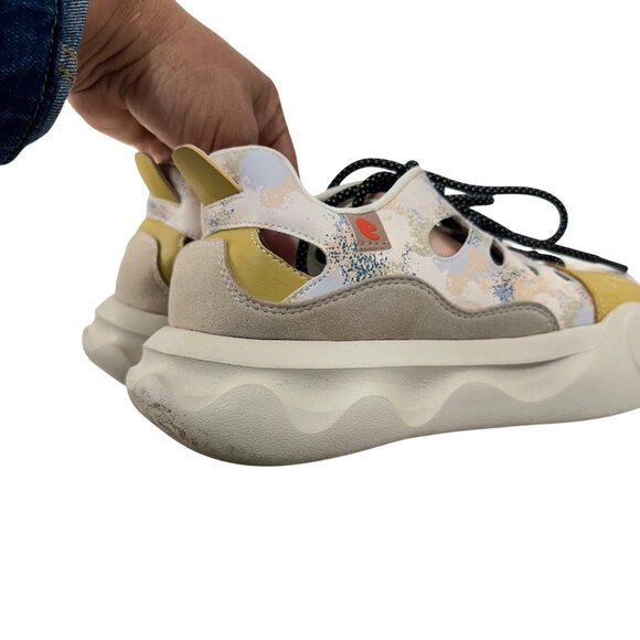 Uin Womens Artistic Sneakers Size 8 Cut-Out Design Comfort Fit Beige Multi-Color - Picture 10 of 16